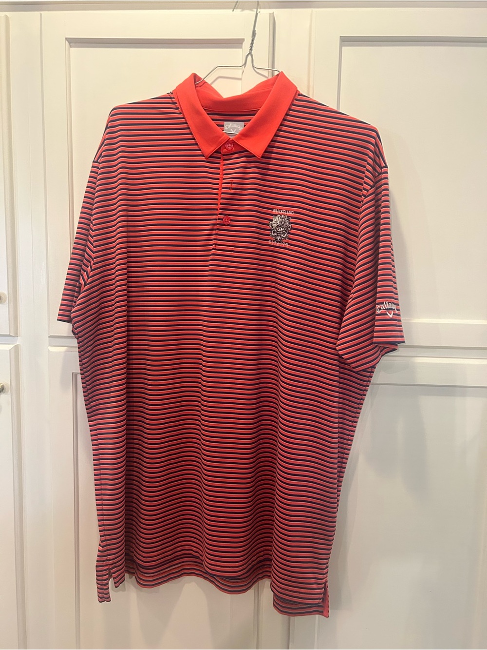 Callaway Red and Black Striped Polo Shirt
